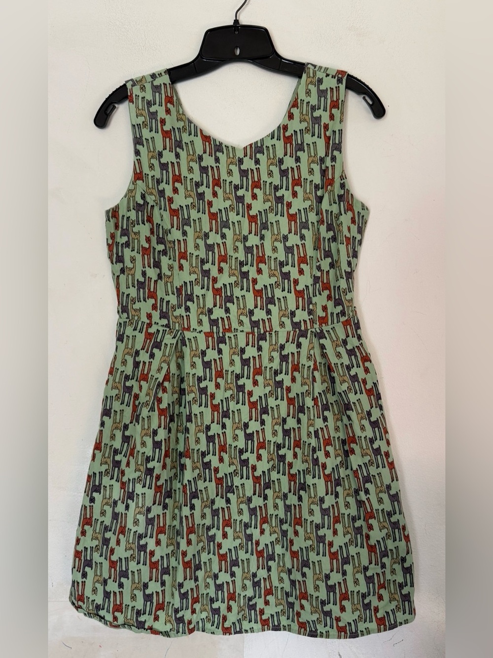 SM Wardrobe Womens Novelty Alpaca Printed A Line Cotton Dress, Size Medium